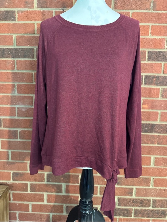 Tops - Chico’s Zenergy Dolman Sleeve Knit Burgundy Tie Waist Boat Neck